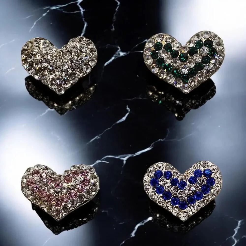 Crystal Heart Pin: Valentine's Day Brooch Silver and White